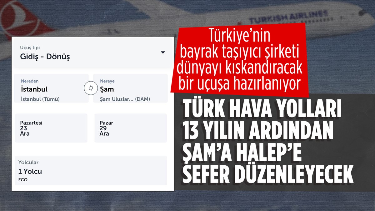 Türk Hava Yolları’ndan Şam ve Halep’e seferler başlıyor